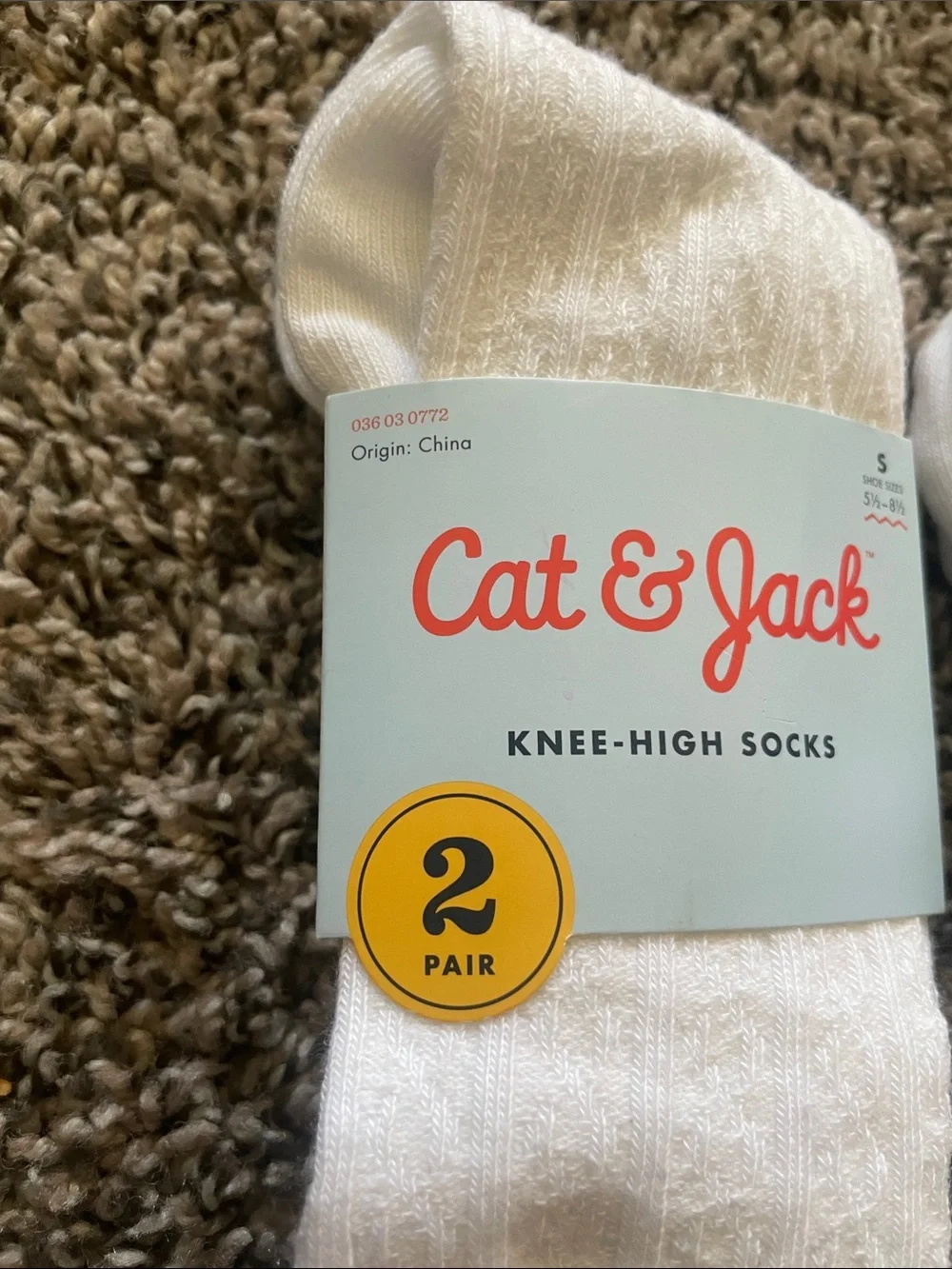 Cat & Jack White Knee-High Socks 2-Pack